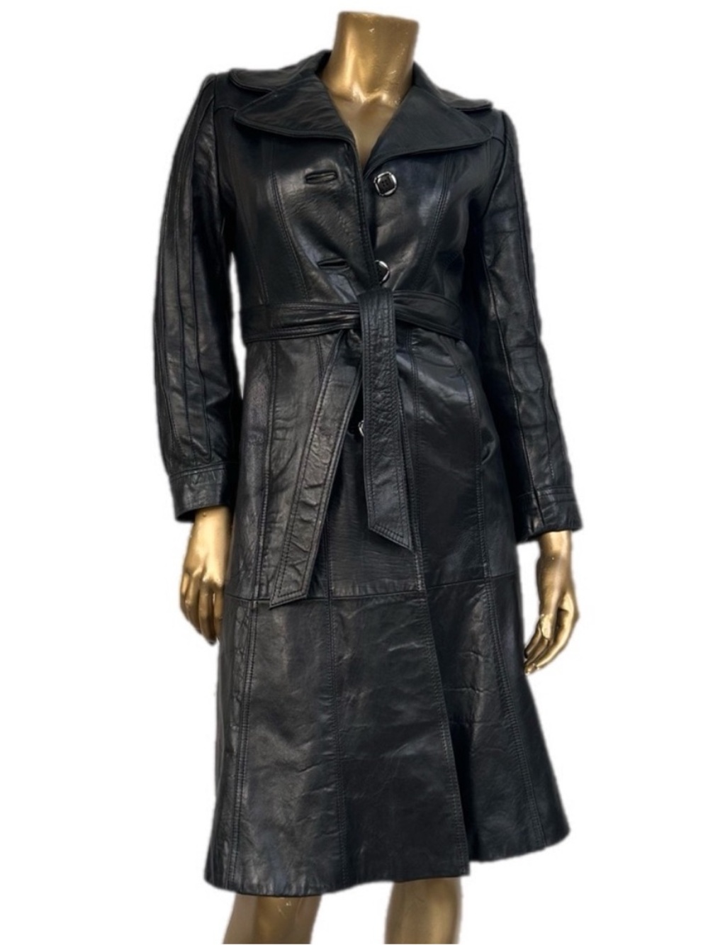Vintage Country Pacer high-quality leather belted trench coat